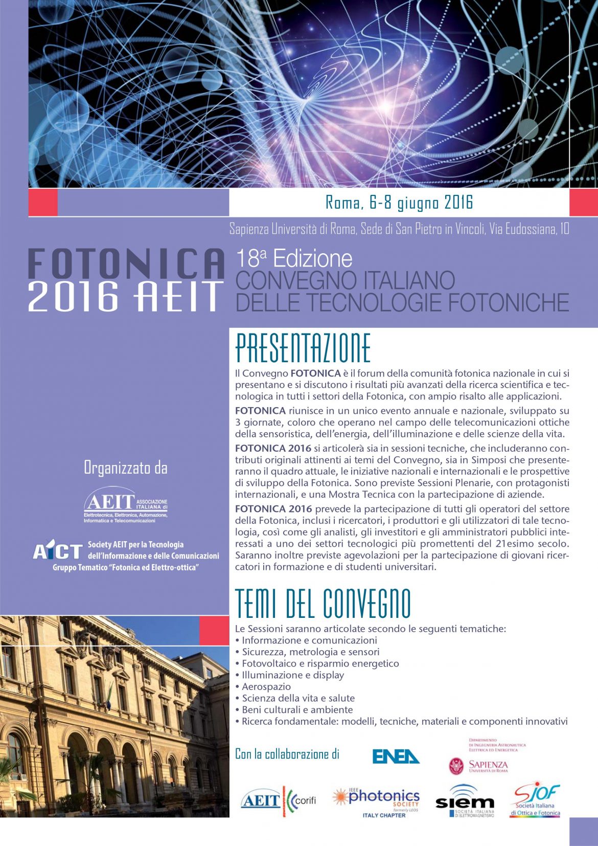 Fotonica 2016: Convegno Italiano delle Tecnologie Fotoniche