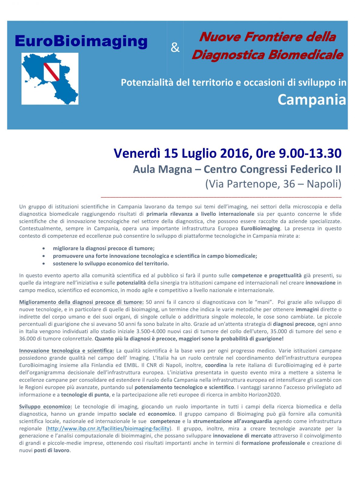 EuroBioimaging & Nuove frontiere della diagnostica biomedicale: potenzialità del territorio e occasioni di sviluppo in Campania